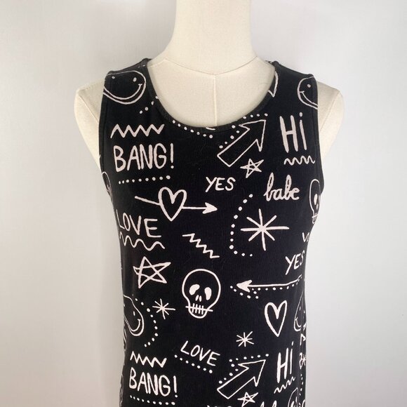 ASOS - Black Graffiti Graphic Print Dress - Picture 3 of 7